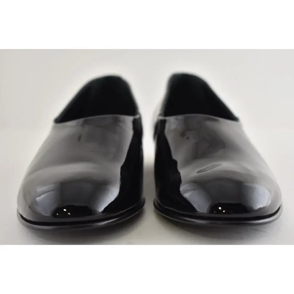 Chanel RUNWAY 25C Black Patent CC Logo Slip On Moccasin Ballet Loafer Flat 38c